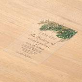 熱帯植物夏ボホ結婚の アクリル招待状 (レイダウン)