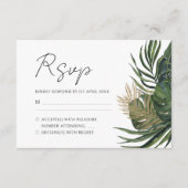 熱帯植物夏ボホ結婚の 出欠カード (正面)