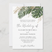 熱帯植物夏ボホ結婚の 招待状 (正面)