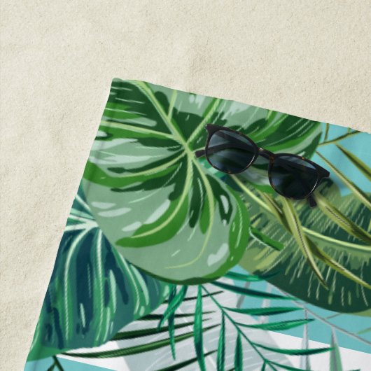 熱帯植物学ストライプパーソナライズされた ビーチタオル (インサイチュ)