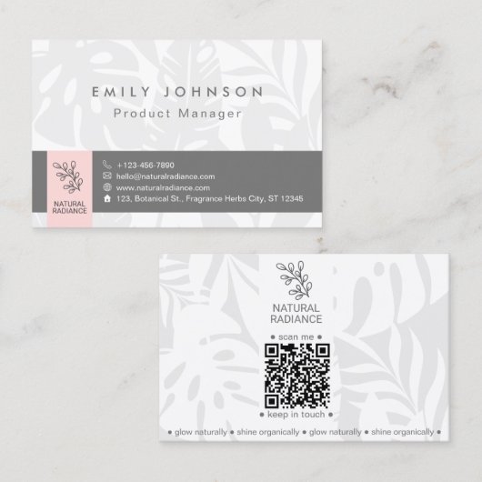 熱帯植物学ピンクファッション美しい 名刺 (正面/裏面)