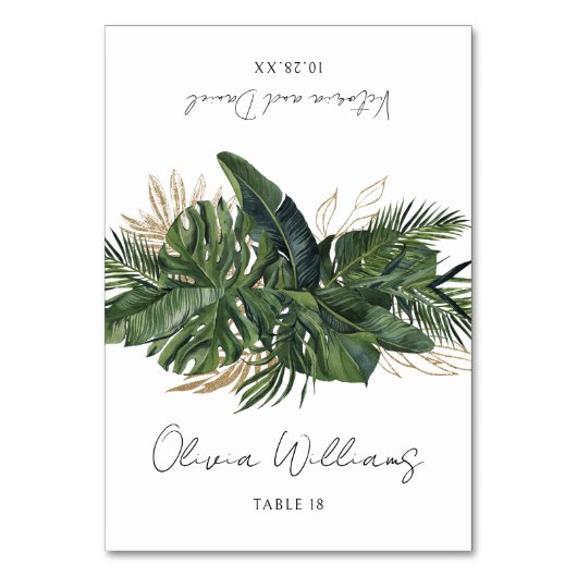 熱帯植物学結婚座席表 テーブルナンバー (正面)