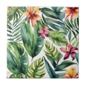 熱帯植物学鮮やかの水色の葉 タイル (正面)