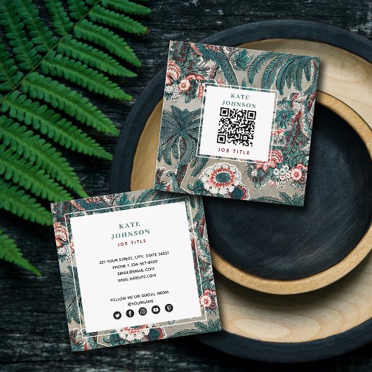 熱帯植物学QRコードソーシャルメディアのアイコン スクエア名刺
