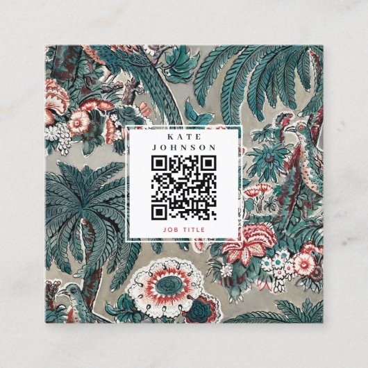 熱帯植物学QRコードソーシャルメディア スクエア名刺 (正面)