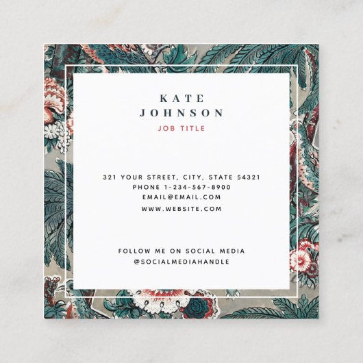 熱帯植物学QRコードソーシャルメディア スクエア名刺 (裏面)