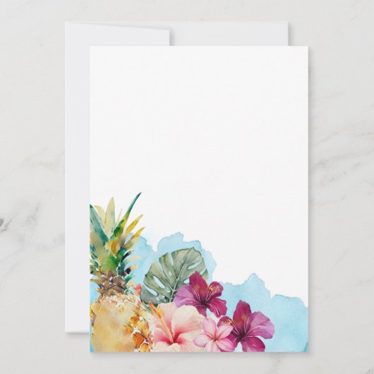 熱帯植物島の結婚式の日付を保存 招待状 (裏面)