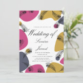 熱帯植物形オーガニックピンク結婚ズ 招待状 (スタンド正面)