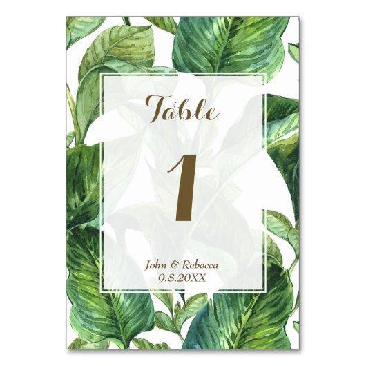 熱帯植物性のヤシ結婚の葉のテーブル番号 テーブルナンバー (裏面)