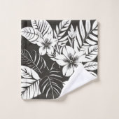 熱帯植物性の白黒 バスタオルセット (ウォッシュタオル)