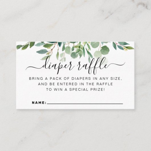 熱帯植物性の緑の葉おむつラッフル エンクロージャーカード (正面)