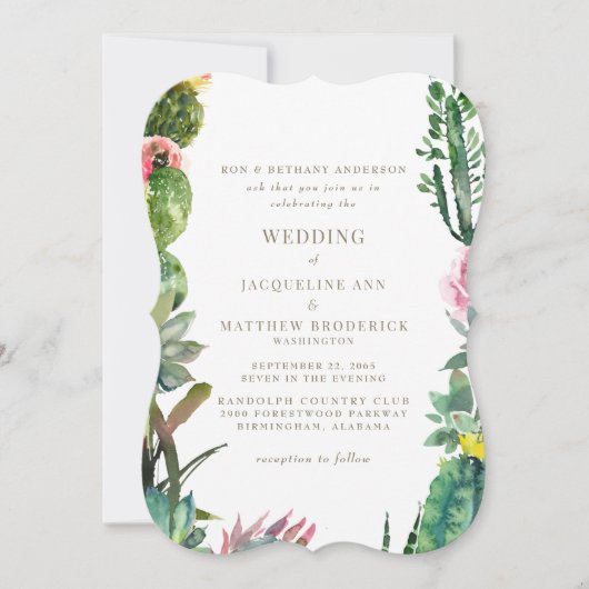 熱帯植物性エレガントサボテン招待状 招待状 (正面)