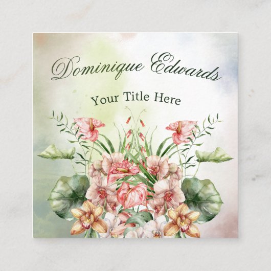 熱帯植物性シックスタイリッシュ花 スクエア名刺 (裏面)