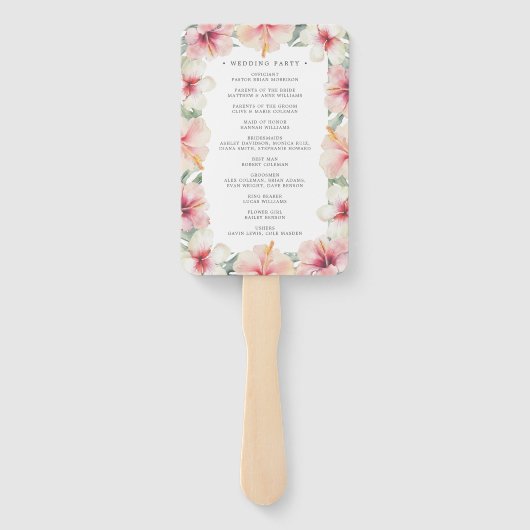 熱帯植物性ハイビスカスフローラ結婚式 プログラム ハンドファン (裏面)