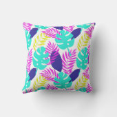 熱帯植物性ピンクイエローブルーターコイズ クッション (裏面)