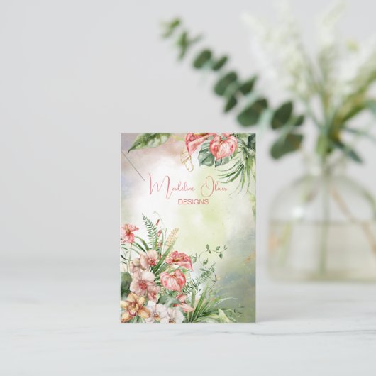 熱帯植物性フローラネックレスディスプレイ 名刺 (スタンド正面)