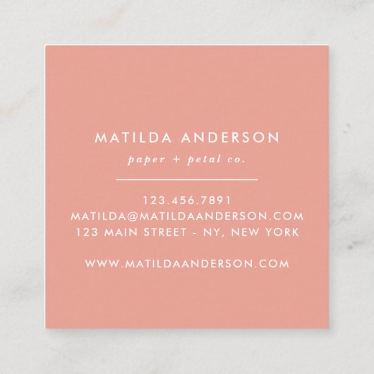 熱帯植物性フローラモダン紅葉ミニ スクエア名刺 (裏面)