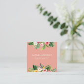 熱帯植物性フローラモダン紅葉ミニ スクエア名刺 (スタンド正面)