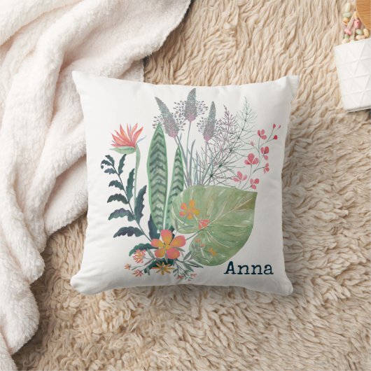 熱帯植物性フローラ パーソナライズされた クッション (ブランケット)