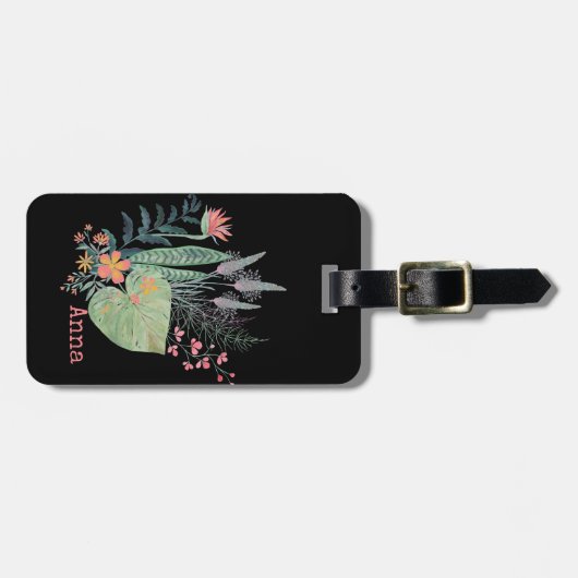 熱帯植物性フローラ パーソナライズされた ラゲッジタグ (正面横)
