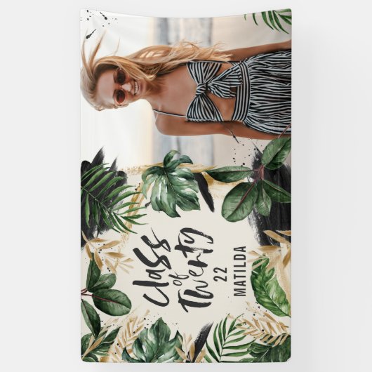 熱帯植物性マグカップモダンの卒業級 横断幕 (縦)