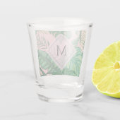 熱帯植物性水彩ピンクアートモノグラム ショットグラス (裏面)