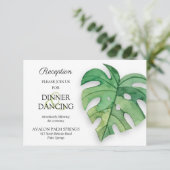 熱帯植物性結婚式のレセプションカード エンクロージャーカード (スタンド正面)