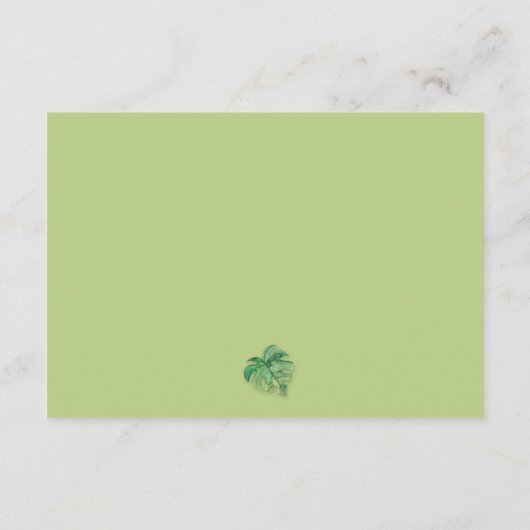 熱帯植物性結婚式のレセプションカード エンクロージャーカード (裏面)