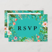 熱帯植物性結婚式RSVPカードの食事オプション 出欠カード (正面/裏面)