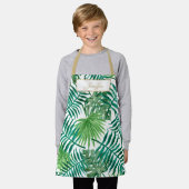 熱帯植物性葉植物模様。 エプロン (着用した状態)