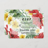 熱帯植物性離れフローラウェディングRSVP 出欠カード (正面/裏面)