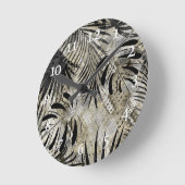 熱帯植物性、ヘビの皮、葉、ヤシ、 ラウンド壁時計 (傾斜)