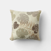 熱帯植物植物性ベージュ茶色の葉のパターン クッション (正面)