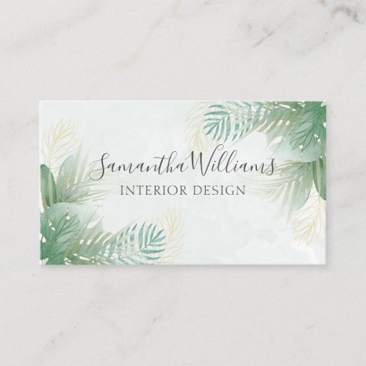 熱帯植物水色モンステラ 名刺 (正面)