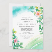 熱帯植物水色結婚のリハーサル 招待状 (正面)
