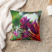 熱帯植物相およびシュロの葉 クッション (ブランケット)