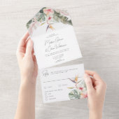 熱帯植物花行き先結婚式 オールインワン招待状 (貼ってはがせる)