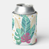 熱帯植物葉のデザイン、シームレスなヴィンテージ 缶クーラー (缶正面)