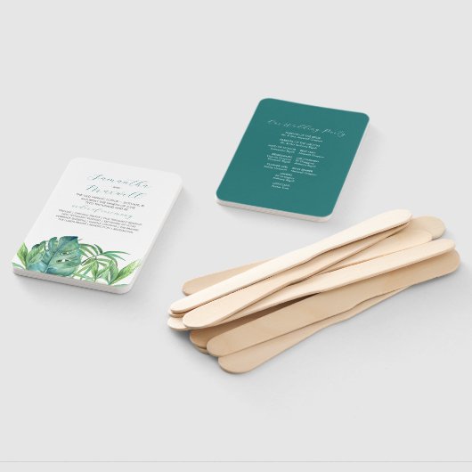 熱帯植物葉結婚式 プログラムファン ハンドファン (組立なし)