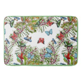 熱帯植物蝶と水彩パターン バスマット (正面)