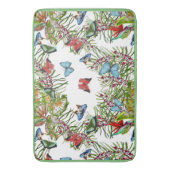 熱帯植物蝶と水彩パターン バスマット (正面縦)