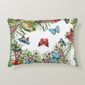 熱帯植物蝶の果実レッドブルー アクセントクッション (正面)
