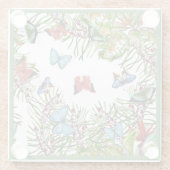 熱帯植物蝶の果実レッドブルー ガラスコースター (裏面)