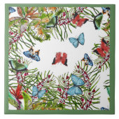 熱帯植物蝶の果実レッドブルー タイル (正面)