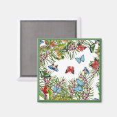 熱帯植物蝶の果実レッドブルー マグネット (正面/裏面)