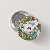 熱帯植物蝶の果実レッドブルー 缶バッジ (正面&裏面)