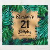熱帯植物金ゴールド21歳パーソナライズされた誕生日 スパークリングワインラベル (シングルラベル)