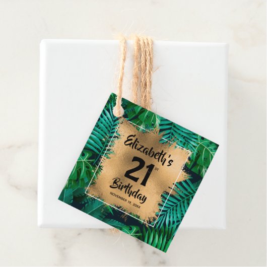 熱帯植物金ゴールド21歳パーソナライズされた誕生日 フェイバータグ (インサイチュ)