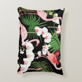 熱帯植物鳥色イラストレーション アクセントクッション (裏面(縦))