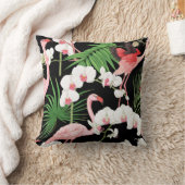 熱帯植物鳥色イラストレーション クッション (ブランケット)